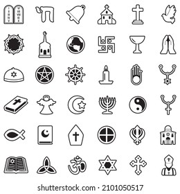 Religion Icons. Line With Fill Design. Vector Illustration.