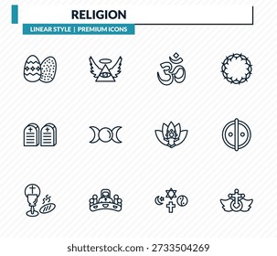 religionssymbole - ostereier, gott, hinduismus, animismus, ketzerische umrissvektorsammlung.