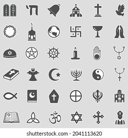 Religion Icons Sticker Design Vector Illustration Stock Vector (Royalty ...