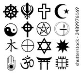 Religion icons symbol set. Simple set of religion vector icons for web design on white background