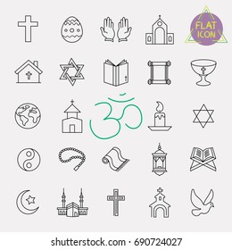 religion line icon set