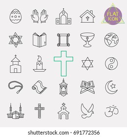 religion line icon set