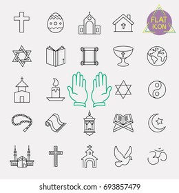 religion line icon set