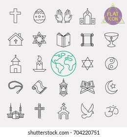 religion line icon set