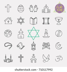 religion line icon set