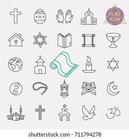 religion line icon set