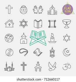 religion line icon set