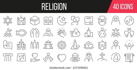 Religion line icons collection. Set of simple icons. Vector illustration