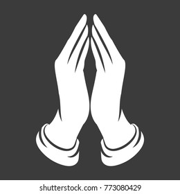 Religion logo template. Prayer hands vector illustration.