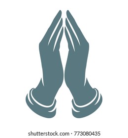 Religion logo template. Prayer hands vector illustration.