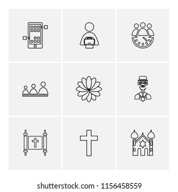 religion  networks  team  science  share  networking  islam  jesus  christan  god  father  islam  prayer  cross  technology  maths  icon vector design  flat  collection style creative  icons