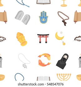 Religion pattern icons in cartoon style. Big collection of religion vector illustration symbol.