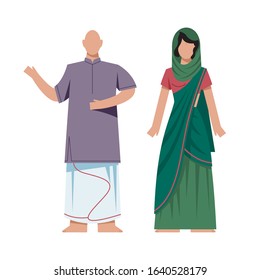 Religion People Wearing Specific Uniform. Male And Female Religious Figure Collection.Vaishnavism Monk. Flat Vector Illustration