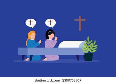 Religion praying and believe in God 2d vector illustration concept for banner, website, illustration, landing page, flyer, etc.