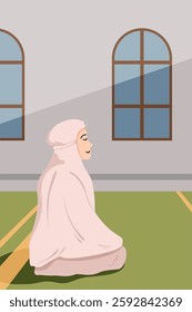 Religion Praying In Mosque Illustration