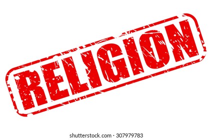 RELIGION red stamp text on white
