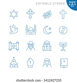 Religion Related Icons. Editable Stroke. Thin Vector Icon Set