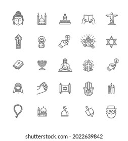 Religion related icons. Thin vector icon set