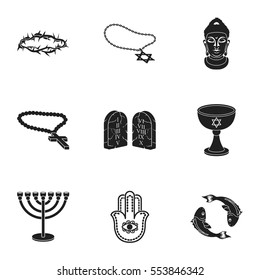 Religion set icons in black style. Big collection of religion vector symbol stock illustration