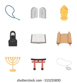 Religion set icons in cartoon style. Big collection of religion vector symbol stock illustration