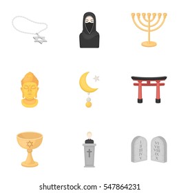 Religion set icons in cartoon style. Big collection of religion vector symbol stock illustration