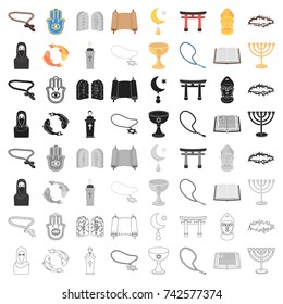 Religion set icons in cartoon style. Big collection of religion vector symbol stock illustration