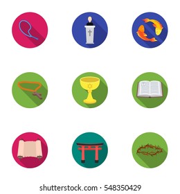 Religion set icons in flat style. Big collection of religion vector symbol stock illustration