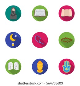 Religion set icons in flat style. Big collection of religion vector symbol stock illustration