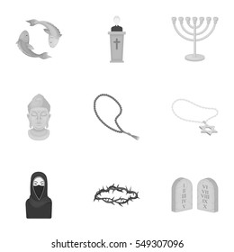 Religion set icons in monochrome style. Big collection of religion vector symbol stock illustration