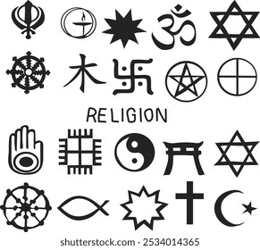 religion set vector illustration. Good for banner, poster, greeting card, party card, invitation, template, advertising, brochures, flyers, ad benners and social media
