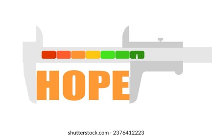 Religion and social concept. Keyword hope and the caliper