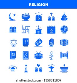 Religion Solid Glyph Icons Set For Infographics, Mobile UX/UI Kit And Print Design. Include: Coffin, Holidays, Religion, Religion, Pray, Church, Muslim Element, Icon Set - Vector