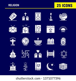 Religion Solid Glyph Icons Set For Infographics, Mobile UX/UI Kit And Print Design. Include: Coffin, Holidays, Religion, Religion, Pray, Church, Muslim Element, Icon Set - Vector