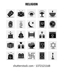 Religion Solid Glyph Icons Set For Infographics, Mobile UX/UI Kit And Print Design. Include: Coffin, Holidays, Religion, Religion, Pray, Church, Muslim Element, Icon Set - Vector