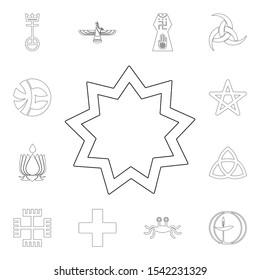 religion symbol, baha outline icon. element of religion symbol illustration. signs and symbols icon can be used for web, logo, mobile app, ui, ux