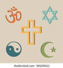 religion symbol icon set