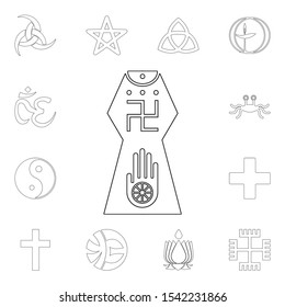 religion symbol, jainism outline icon. element of religion symbol illustration. signs and symbols icon can be used for web, logo, mobile app, ui, ux