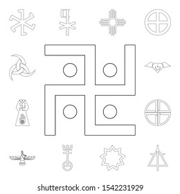 religion symbol, jainism outline icon. element of religion symbol illustration. signs and symbols icon can be used for web, logo, mobile app, ui, ux