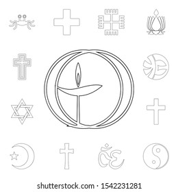 religion symbol, unitarian, universalism outline icon. element of religion symbol illustration. signs and symbols icon can be used for web, logo, mobile app, ui, ux
