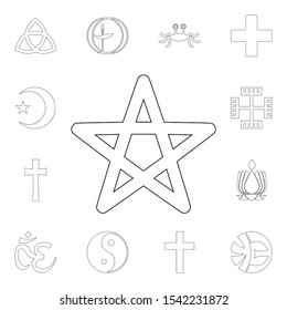 religion symbol, wicca outline icon. element of religion symbol illustration. signs and symbols icon can be used for web, logo, mobile app, ui, ux