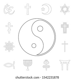 religion symbol, yin yang outline icon. element of religion symbol illustration. signs and symbols icon can be used for web, logo, mobile app, ui, ux