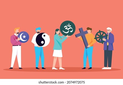 Religion symbols unity in diversity vector illustration background.