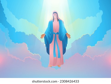 Religion vector illustration series, Feast of the Assumption of Virgin Mary