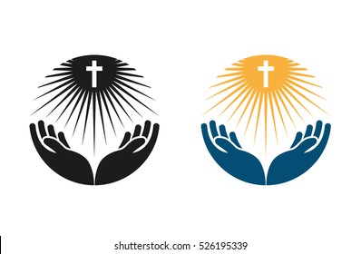 Religion Vector Logo. Church, Pray Or Bible Icon