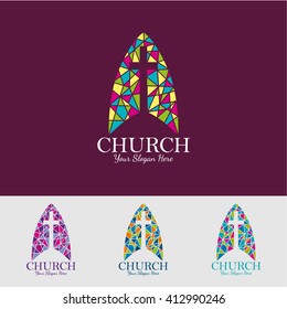 religion vector logo design template. crucifixion or Church icon.