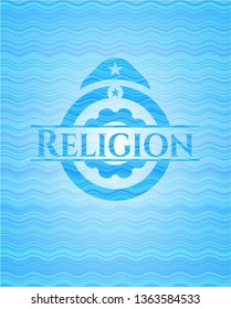 Religion water wave concept badge background.