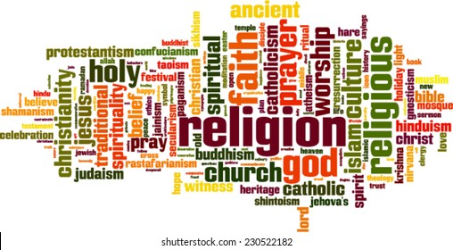 Religion word cloud concept. Vector illustration