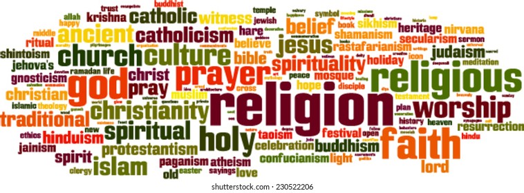 Religion word cloud concept. Vector illustration