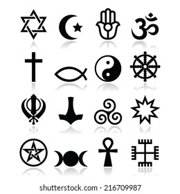 Religion of the world symbols - vector icons set 