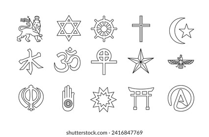 Religions color concept. Isolated elements. Digital illustration for web page, mobile app, promo.